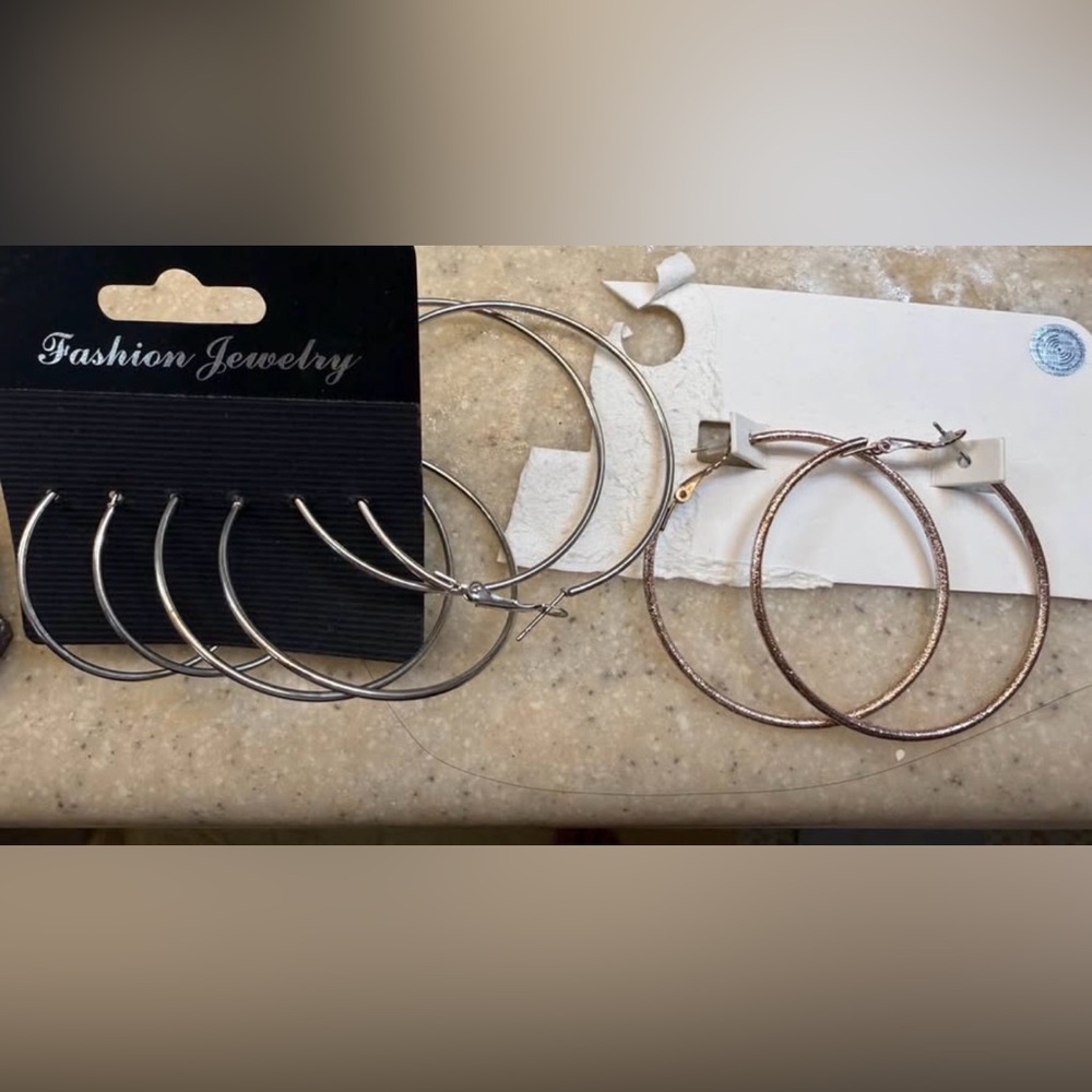 Silver and Rose Gold Hoop Earring Set - Women Jewelry
